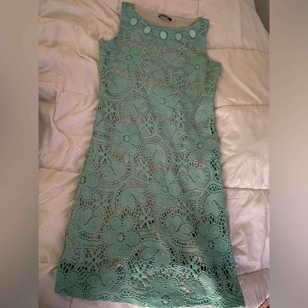 Anne Klein Sleeveless Crochet Slip Dress